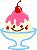 A shaved ice with cherry flavor graphic design